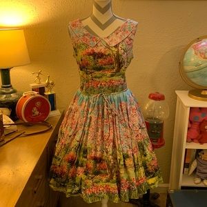 Bernie Dexter Rare Cherry Blossom Peter Pan Collar Dress XL